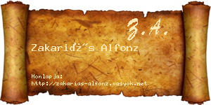 Zakariás Alfonz névjegykártya